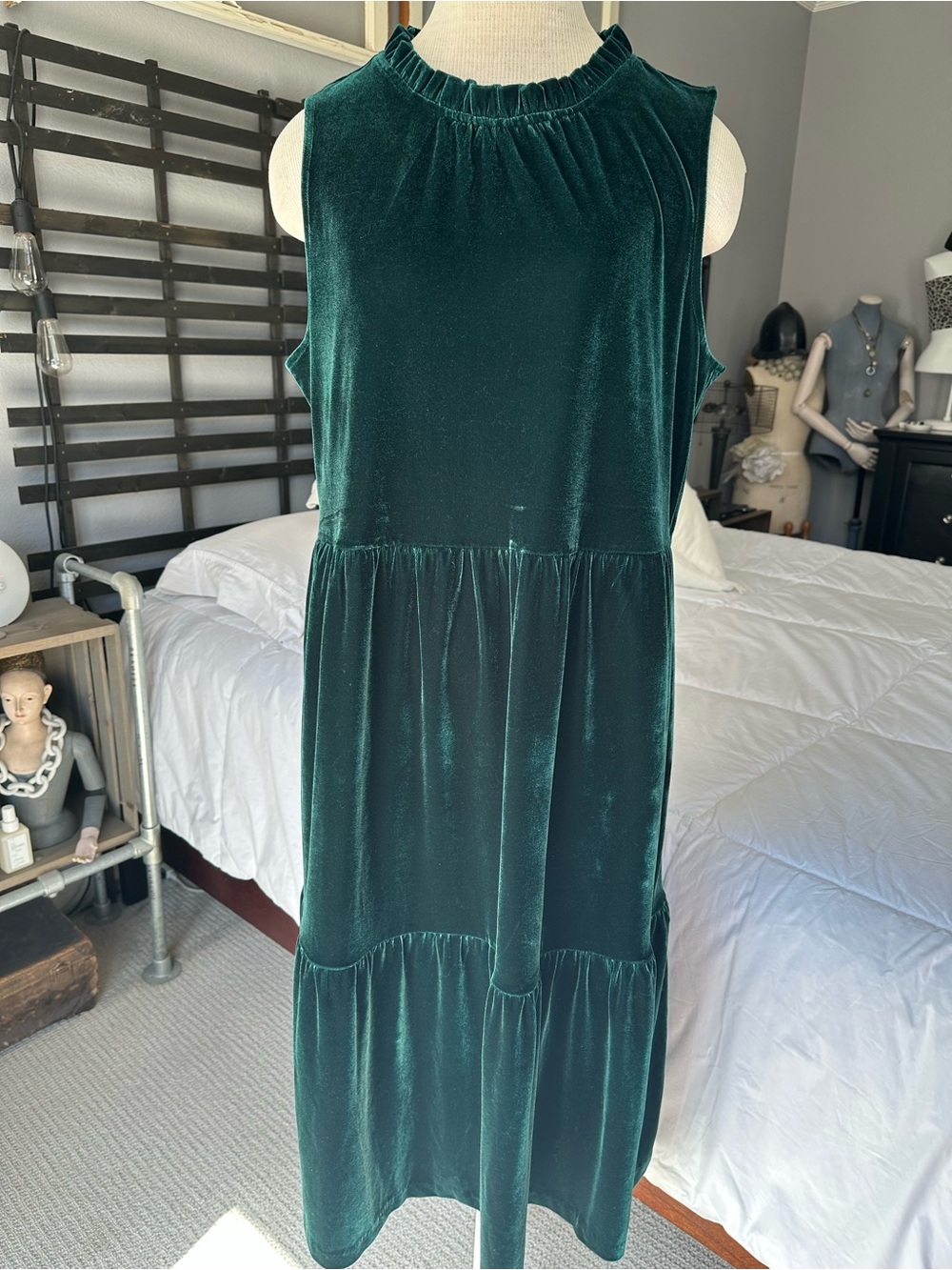 J. Crew Sleeveless Velvet Tiered Maxi Dress, size 14